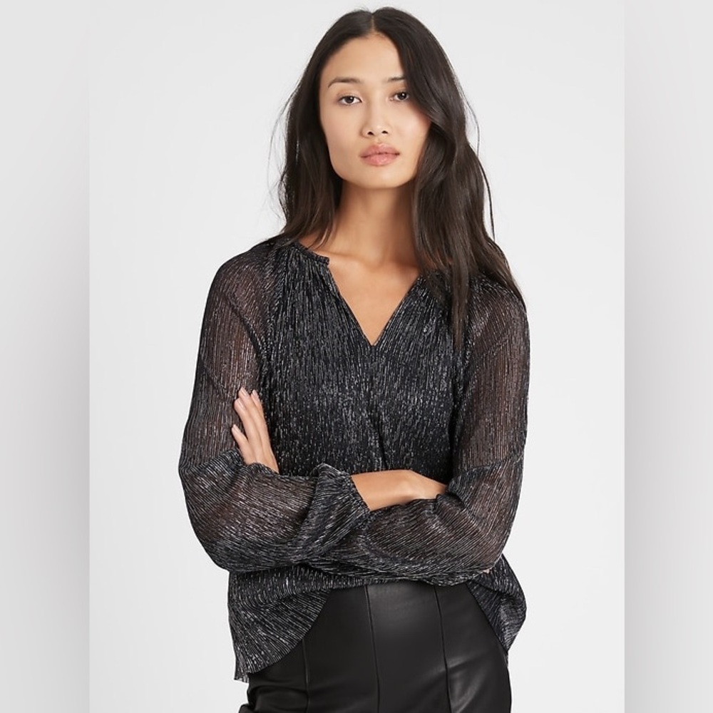 Banana Republic METALLIC BALLOON-SLEEVE TOP